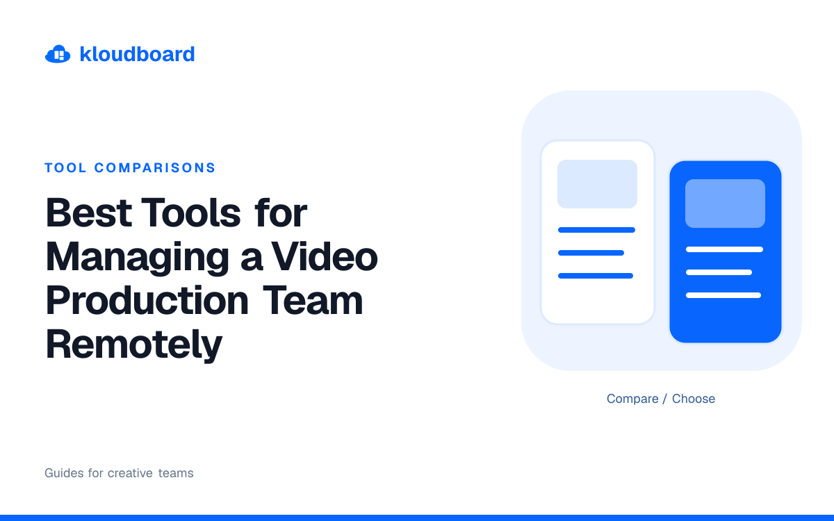 Best Tools for Managing a Video Production Team Remotely — two comparison cards side by side.