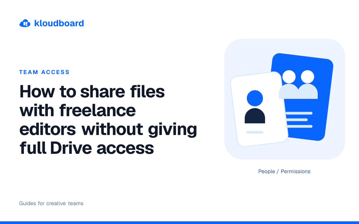 How to share files with freelance editors without giving full Drive access — individual and team profile cards.